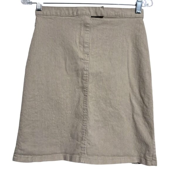 Limited Jeans Dresses & Skirts - Limited Jeans Mini Skirt Womens Size 4 Tan Striped Cotton Spandex Blend Stretch